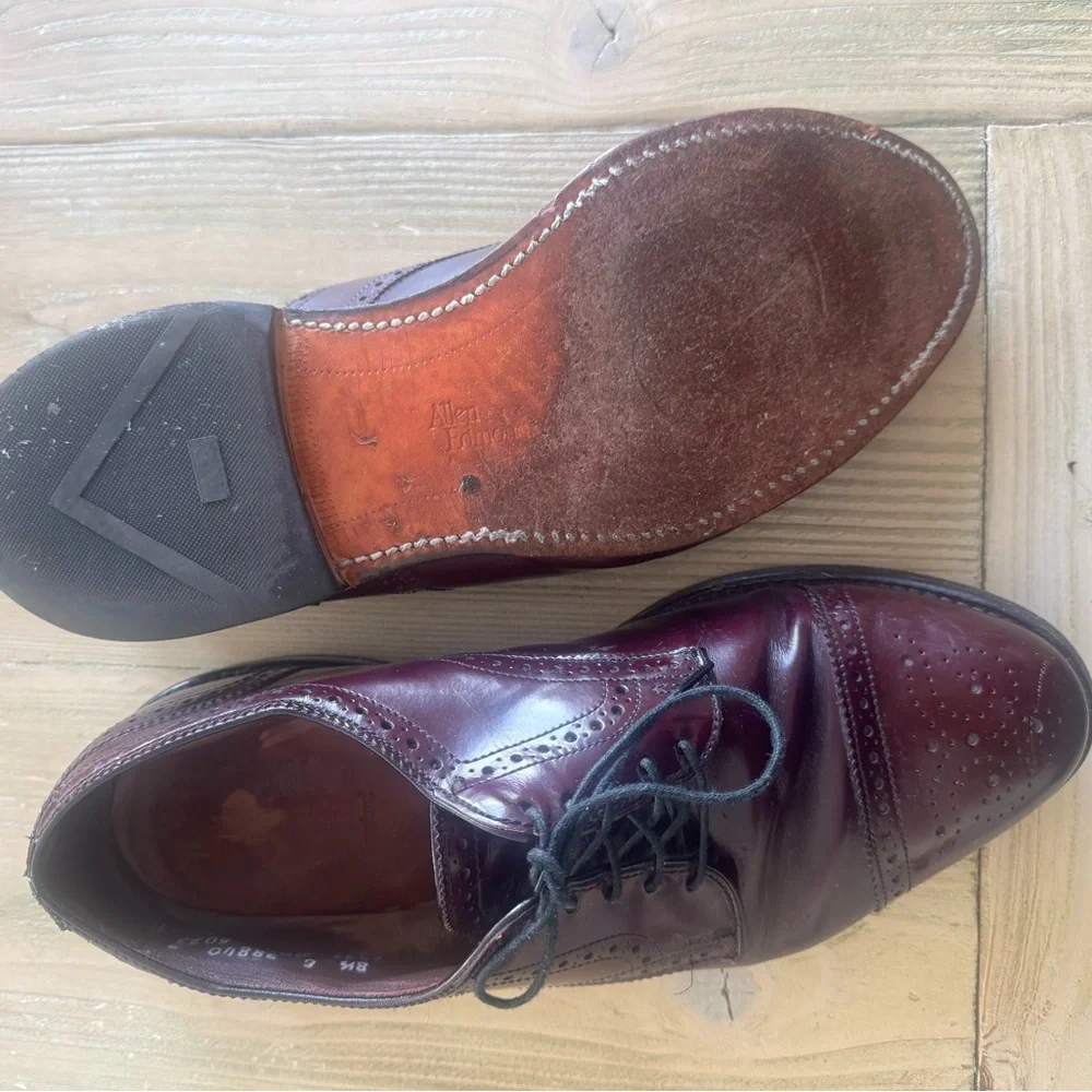 Allen Edmonds Men's Burgundy Leather Dress Shoes 8 1/2 E - Picture 3 of 4